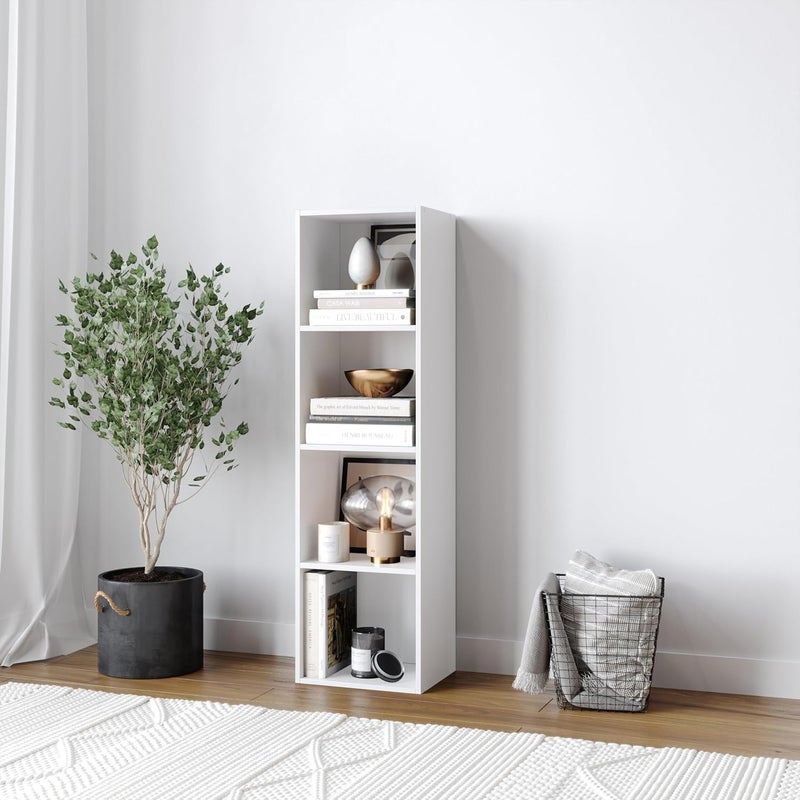 4-Tier Wooden Bookcase and Storage Display Shelving Unit, Classic Freestanding Design in a Clean White Finish, Versatile Organizer for Living Room, Bedroom or Office - Image 2