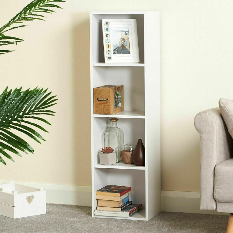 4-Tier Wooden Bookcase and Storage Display Shelving Unit, Classic Freestanding Design in a Clean White Finish, Versatile Organizer for Living Room, Bedroom or Office - Image 1