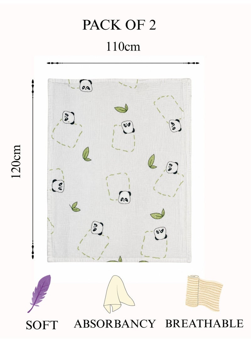 Little Bee Muslin Swaddle Blankets for Newborn, 2 Pack Breathable Soft Receiving Blanket, Large 110 x 120 cm Swaddle Wrap Burping Clothes Diapers, Essentials Infant Shower Items, Toddler Gift (Panda ,Rabbit Print) - Image 5