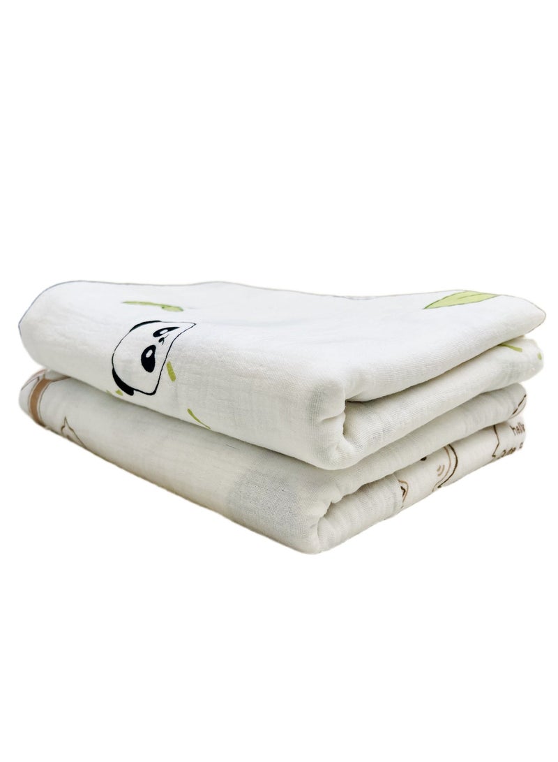 Little Bee Muslin Swaddle Blankets for Newborn, 2 Pack Breathable Soft Receiving Blanket, Large 110 x 120 cm Swaddle Wrap Burping Clothes Diapers, Essentials Infant Shower Items, Toddler Gift (Panda ,Rabbit Print) - Image 4