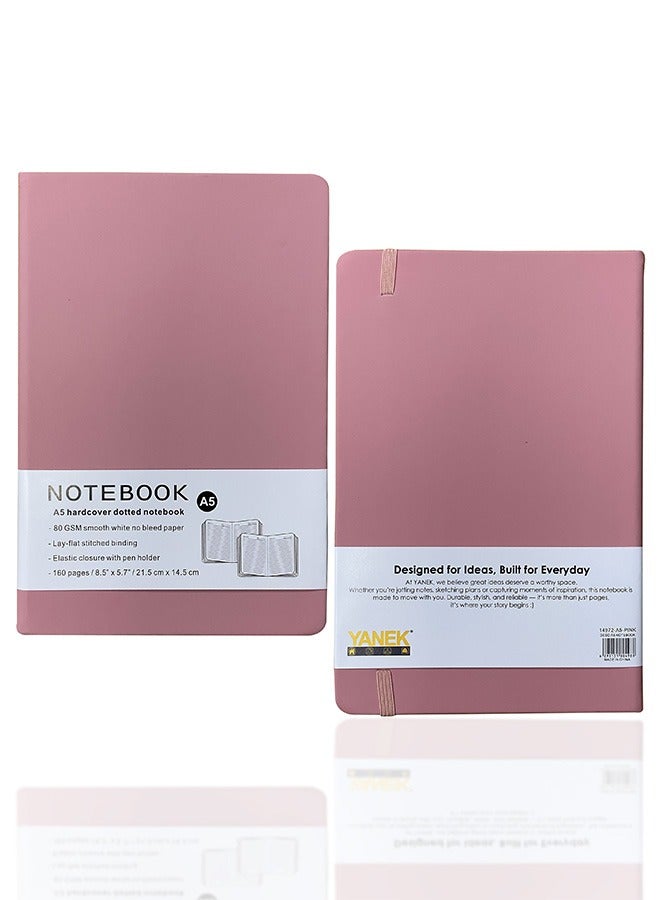 YANEK دفتر يانيك A5 مخطط - غلاف صلب، 80 ورقة/160 صفحة، لوح كتابة للملاحظات، المجلات، الرسومات، المدرسة، المكتب، والاستخدام الشخصي - متين، محمول، عبوة من 1 - Image 1