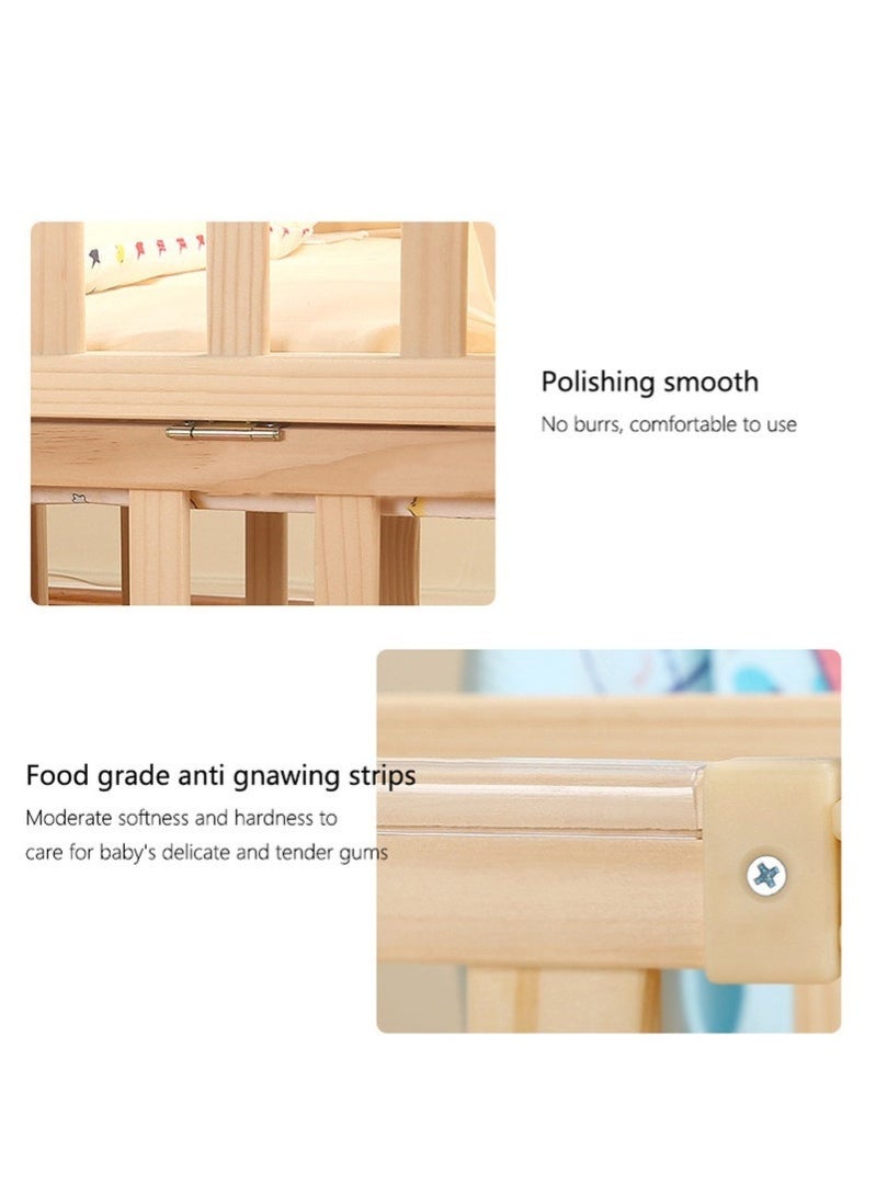 عربست سرير أطفال، أثاث سرير خشبي متين مناسب للمواليد الجدد بدون مرتبة، 120*65*98 سم - Image 5