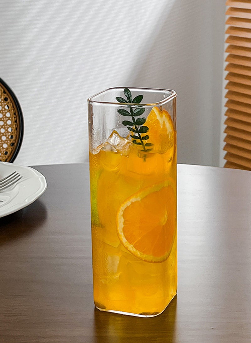 6-Piece Transparent Square Drinking Glasses – 480Ml Each, Modern Clear Glass Cups With Sleek Geometric Design For Coffee，Water, Juice & Daily Use - Image 5