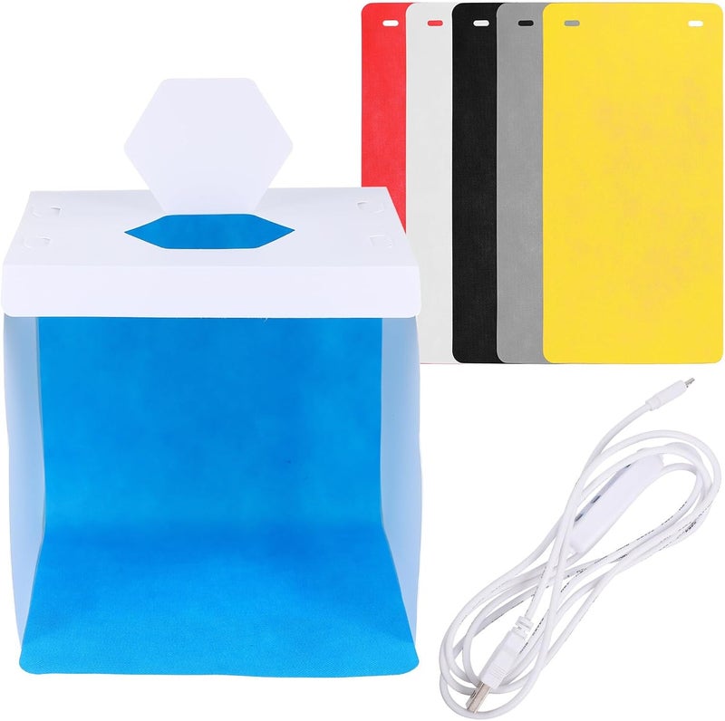 Zerodeko 20cm LED Mini Photo Lightbox Photography Tent with Folding Design, Backdrops Included, Portable Photo Studio Kit for Jewelry and Small Product Shooting - Image 1
