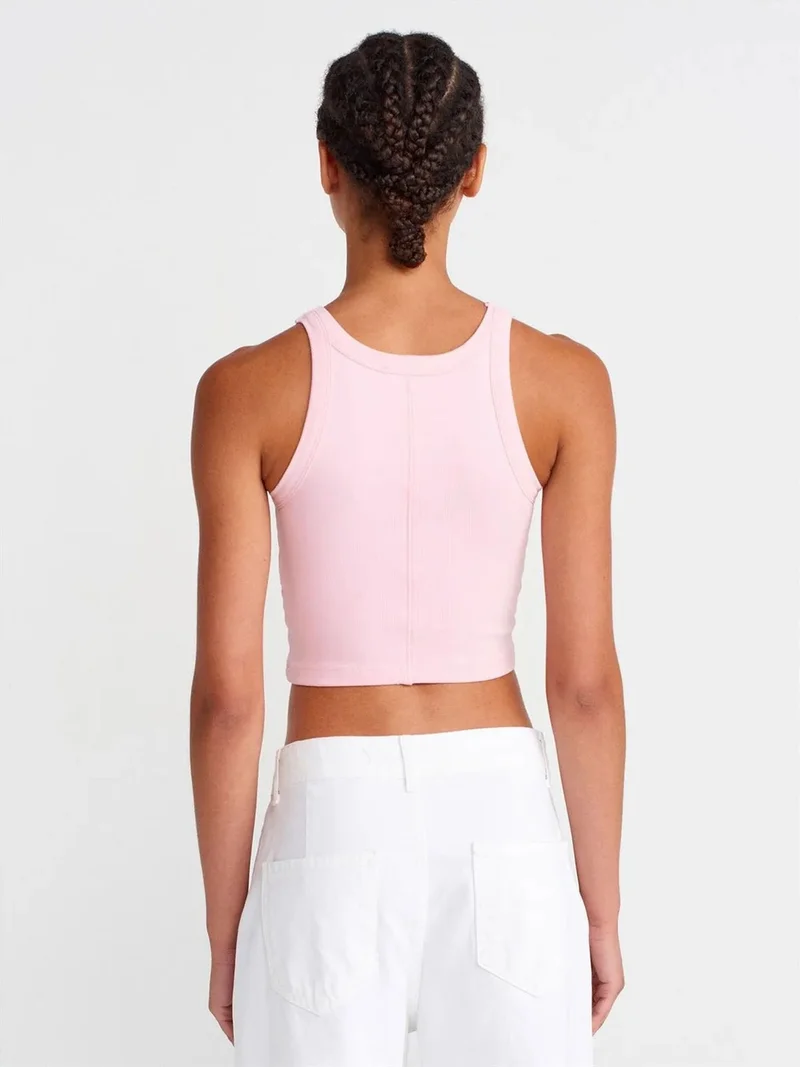 ديلفين DILVIN Ribbed Cotton-blend Sleeveless Crop Top