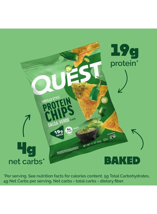 Quest Nutrition Tortilla Style Protein Chips, Salsa Verde, 19g of Protein, 4g Net Carbs, Gluten Free, 1.1 Ounce (Pack of 12) - Image 2