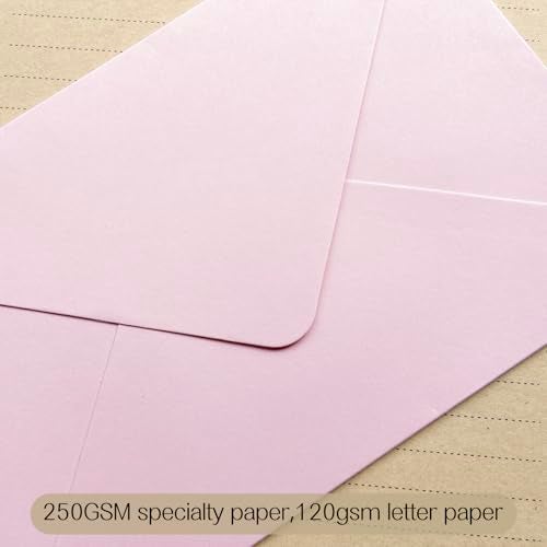 Tuhangcc Premium Velvet-Touch Stationery Set with Unique Design Colors - Best Paper and Elegant 4x6 Envelopes (24 Writing Sheets + 12 Envelopes) for Love Letters and Party Invitations (Pink) - Image 4