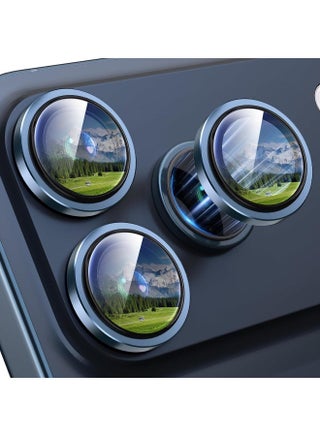 Camera Protective Film Compatible With Iphone 17 Pro Max/17 Pro, Metal Aluminum Alloy Tempered Glass Protective Cover, Scratch Resistant HD Clarity Ultra-Thin 9H Tempered Glass, Independent Metal Lens, Protective Case Friendly, Blue Titanium Metal - view 2
