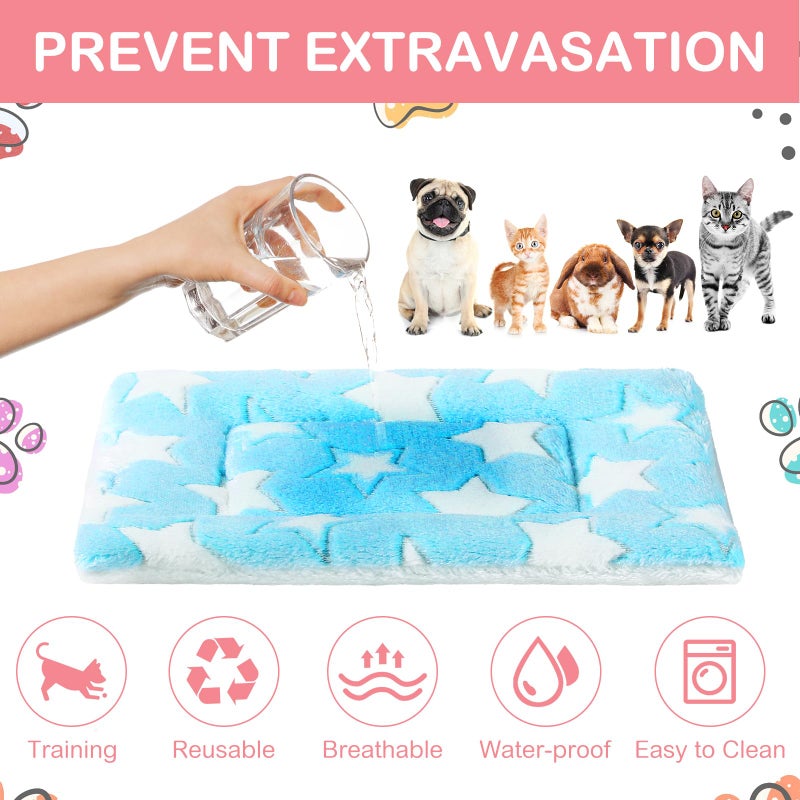 Haull 4 Pcs Waterproof Guinea Pig Bedding Guinea Pig Bed Plush Cage Liners Soft Rabbit Dog Cat Mat Reversible Cozy Winter Animal Pee Pad Hamster Bunny Mat Accessory(Cute Star,13 x 18.5 Inch) - Image 3