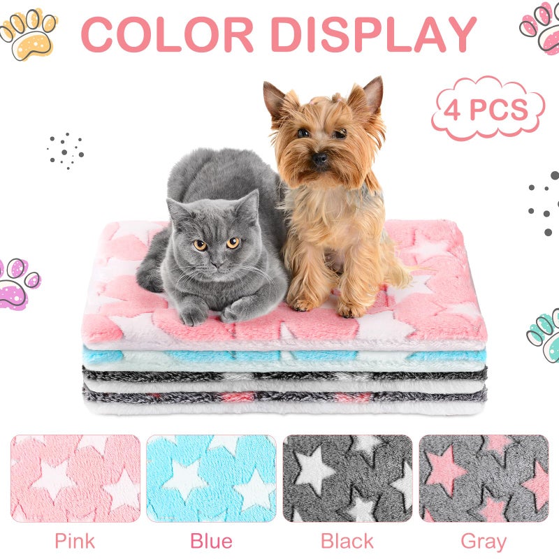 Haull 4 Pcs Waterproof Guinea Pig Bedding Guinea Pig Bed Plush Cage Liners Soft Rabbit Dog Cat Mat Reversible Cozy Winter Animal Pee Pad Hamster Bunny Mat Accessory(Cute Star,13 x 18.5 Inch) - Image 4