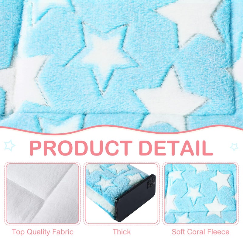 Haull 4 Pcs Waterproof Guinea Pig Bedding Guinea Pig Bed Plush Cage Liners Soft Rabbit Dog Cat Mat Reversible Cozy Winter Animal Pee Pad Hamster Bunny Mat Accessory(Cute Star,13 x 18.5 Inch) - Image 5