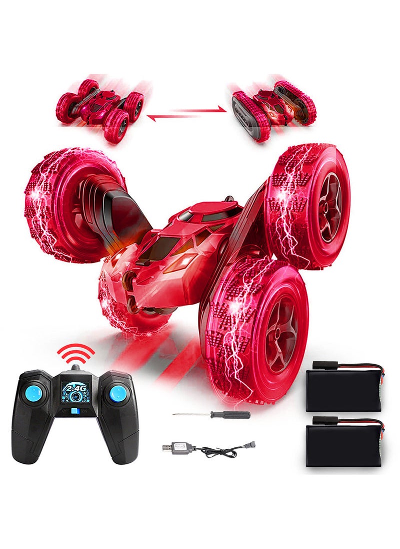 Kidwala Transforming Remote Control Stunt Car 4Wd 2.4Ghz Car For Kids Revolving Wheels Truck 360 Body Complete Rotation, Convertible Wheels For Boys Red - Image 1