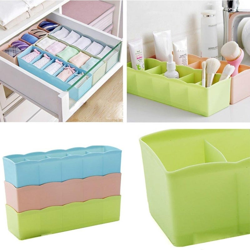 JAPP JAPP 5 Cells Plastic Clothes Storage Box Organizer Tie Bra Socks Drawer Cosmetic Divider Tidy Organization Cremalheira Armazenamento Set of 5 Multi Color  - Image 2