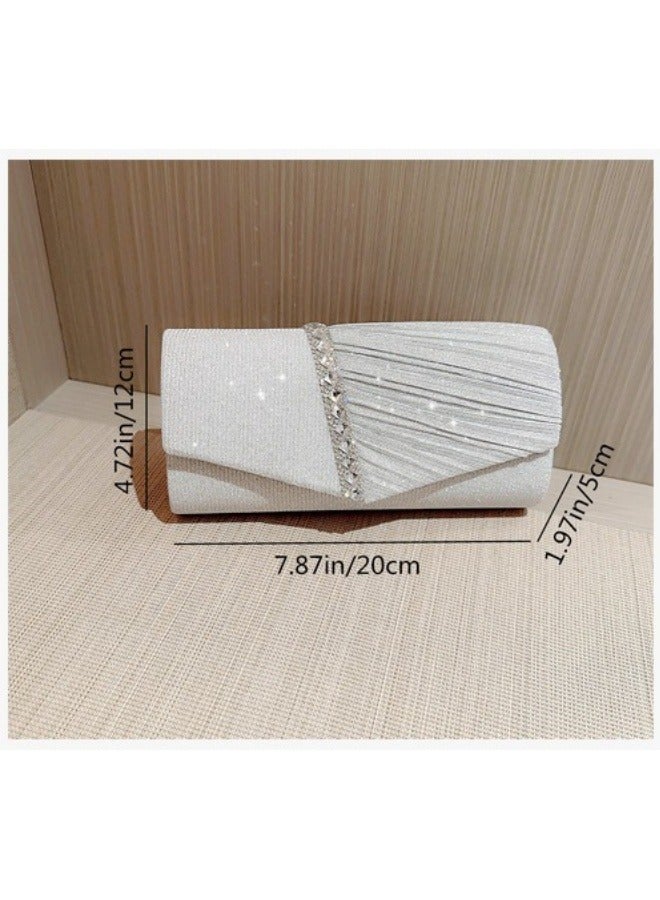 SHABILI Women's Sparkling Evening Clutch Bag, Ladies Designer Chain Banquet Package Handbag Tote Bags Shoulder Bag, Casual Solid Color Crossbody Bag Satchel Bag Side Bag Carry Bag for College Students  - Image 5