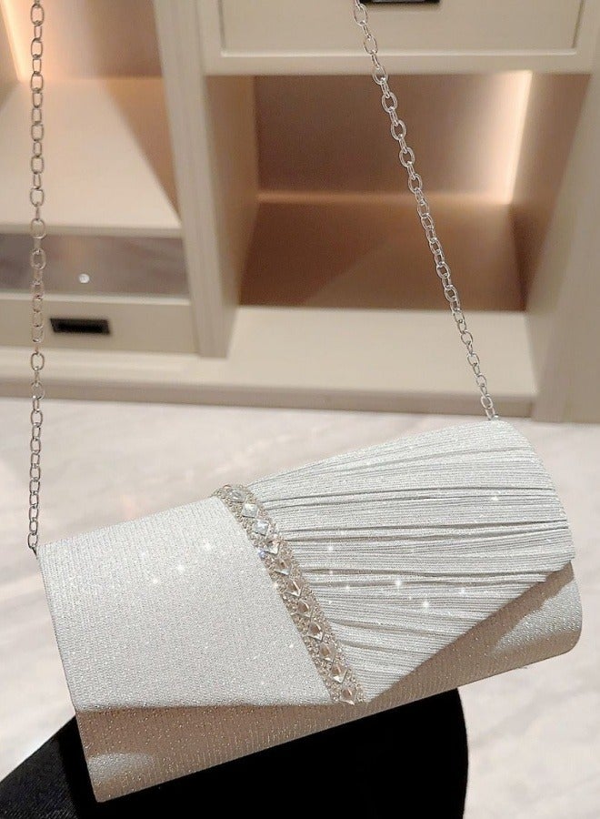 SHABILI Women's Sparkling Evening Clutch Bag, Ladies Designer Chain Banquet Package Handbag Tote Bags Shoulder Bag, Casual Solid Color Crossbody Bag Satchel Bag Side Bag Carry Bag for College Students  - Image 4