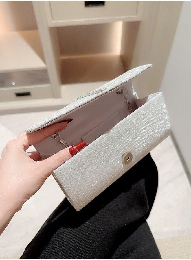 SHABILI Women's Sparkling Evening Clutch Bag, Ladies Designer Chain Banquet Package Handbag Tote Bags Shoulder Bag, Casual Solid Color Crossbody Bag Satchel Bag Side Bag Carry Bag for College Students  - Image 2