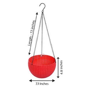 Bianco Round Rattan Woven Hanging Planters with Hanging Chain, Hanging Pots for Plants Balcony (Light Blue, Set of 5, 7.1x4.8 Inch) - Image 4