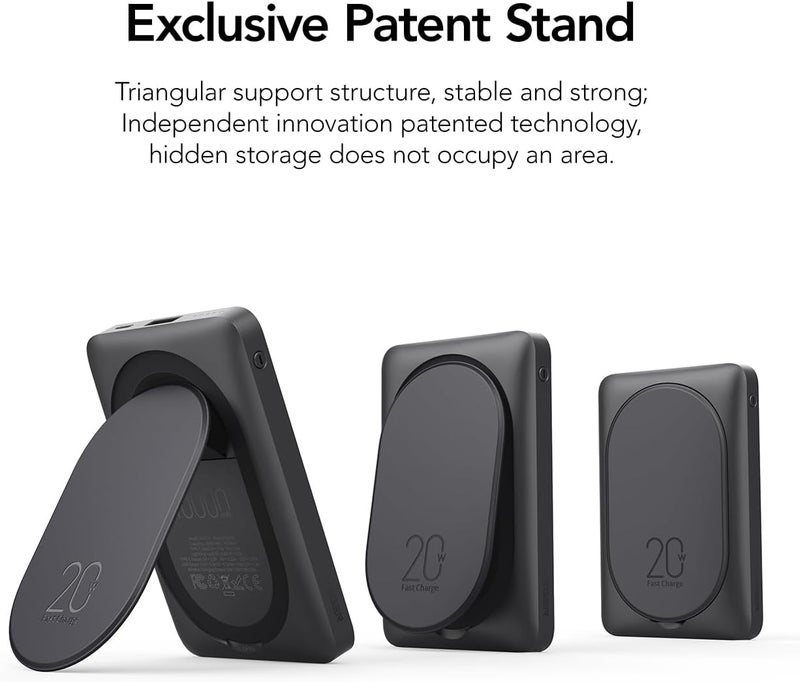 VEGER Magnetic Wireless Power Bank 10000mAh with stand, Portable Charger PD 20W Fast Charging with USB-C & USB Outputs,Slim power bank for iPhone 15/14 Series and Android,etc - Image 2