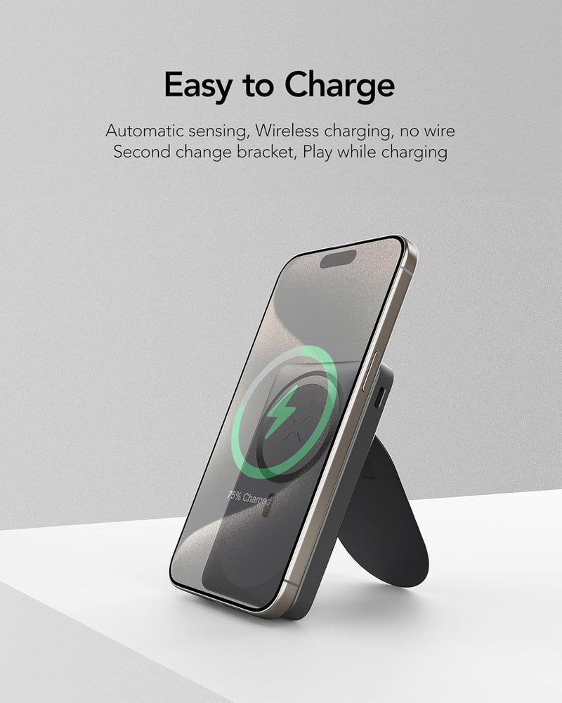 VEGER Magnetic Wireless Power Bank 10000mAh with stand, Portable Charger PD 20W Fast Charging with USB-C & USB Outputs,Slim power bank for iPhone 15/14 Series and Android,etc - Image 5