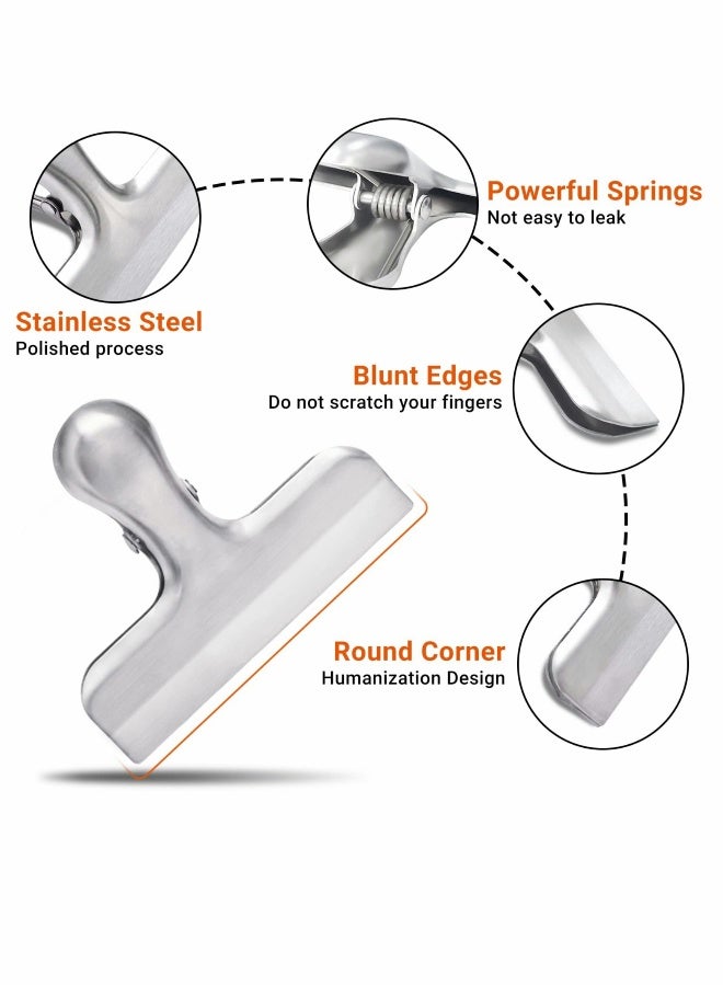 Stainless Steel Chip Bag Clips Set, 6 Pack Bag Clips, Heavy Duty Clamp Seal Food - Image 2