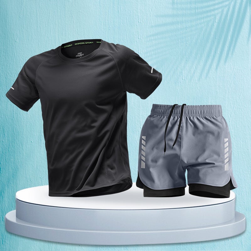 Marathon Professional Running Men's Sports Suit - Summer Quick-Drying Shorts &  Tee