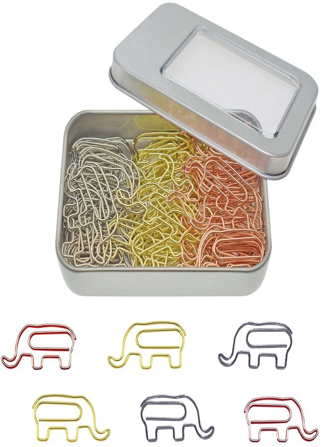 HiQin Elephant Shaped Paper Clips Decorative Paperclips, Cute Elephant Office Gifts 60 Pcs - Image 1