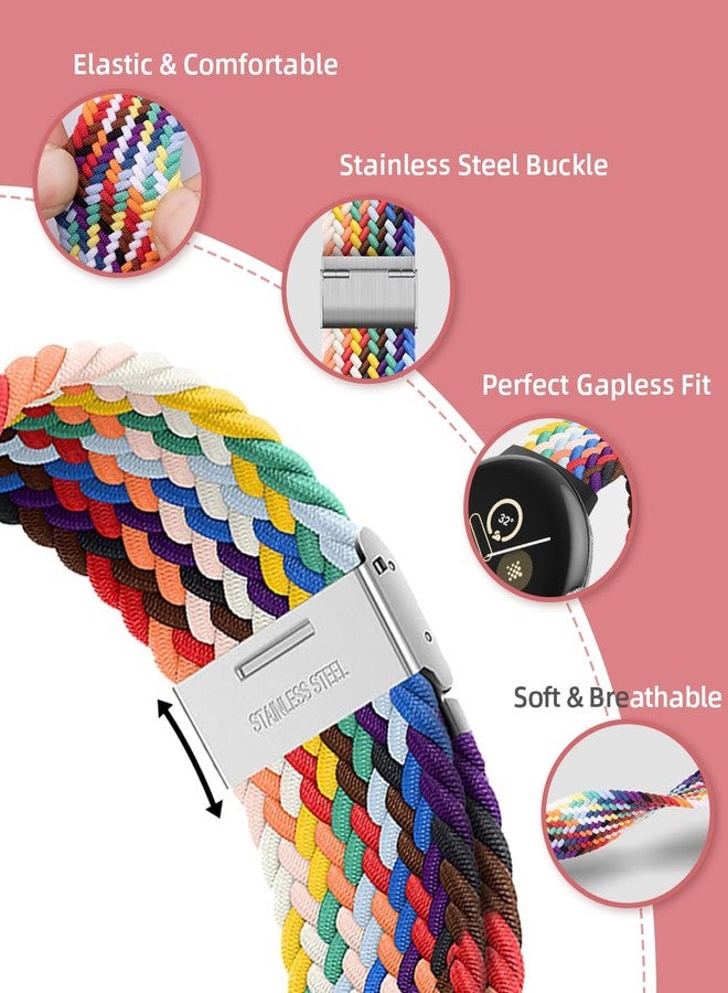 BandRain Stretchy Braided Bands Compatible with Google Pixel Watch 3 41mm/Pixel Watch 2 Band/Google Pixel Watch Band - Upgraded Connector - Elastic Nylon Breathable Sport Straps for Women Men - Image 4