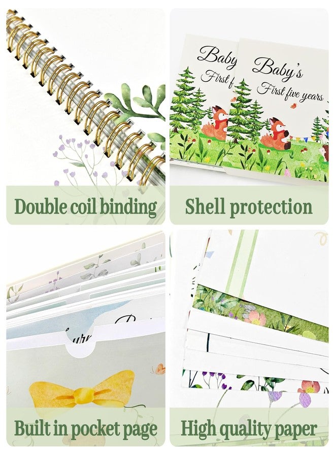 EUUBIRD Keepsake Memory Book for Baby Boy or Girls, Gender Neutral Baby Memory Scrapbook, Baby Photo Album, Baby Book to Record Baby's Milestones and Journal from Birth to 5 Years | Newborn Gift (Bear) - Image 5