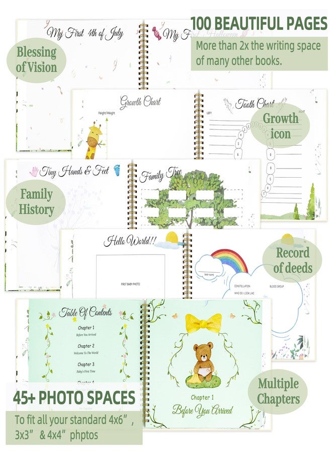 EUUBIRD Keepsake Memory Book for Baby Boy or Girls, Gender Neutral Baby Memory Scrapbook, Baby Photo Album, Baby Book to Record Baby's Milestones and Journal from Birth to 5 Years | Newborn Gift (Bear) - Image 4