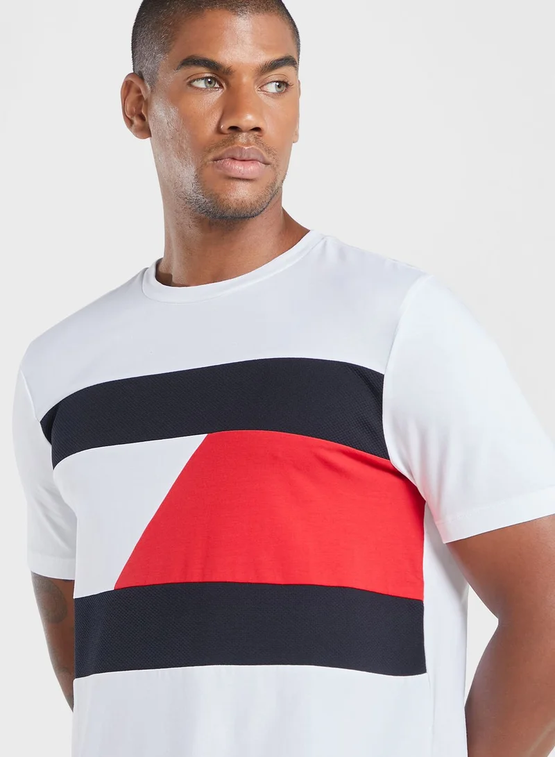 TOMMY HILFIGER Casual Color Block Crew Neck T-Shirt
