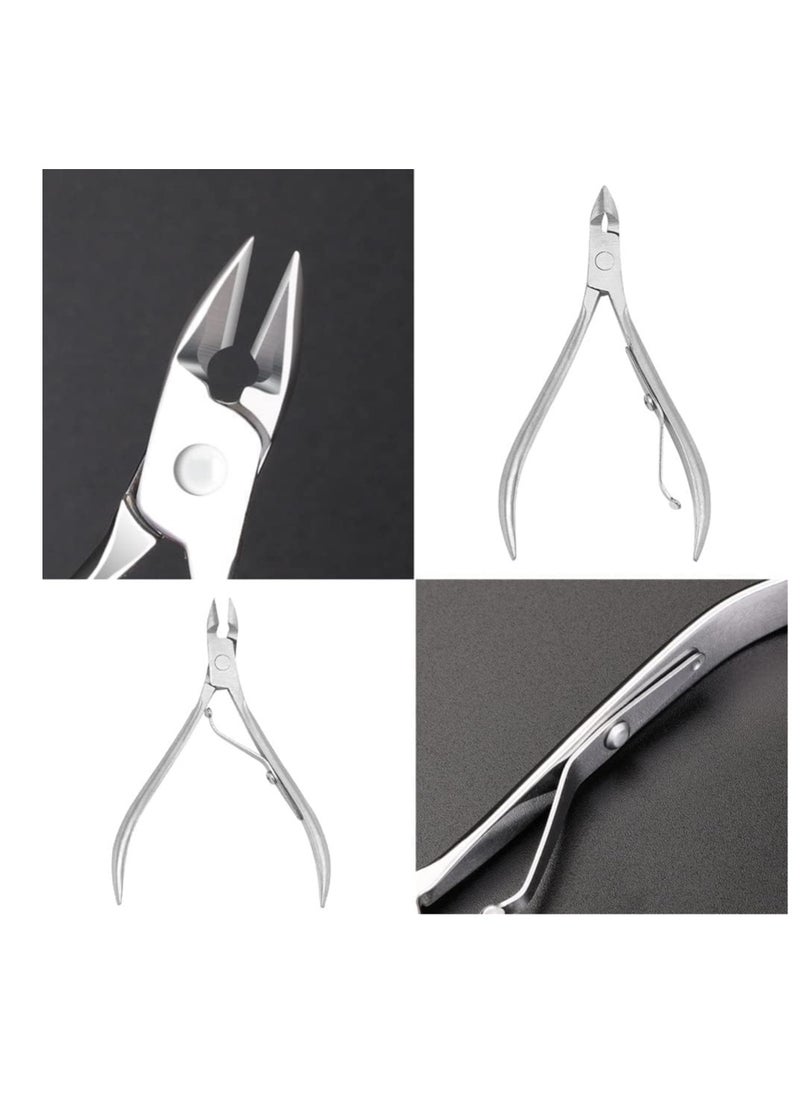ECVV ECVV Germany Cuticle Nippers من الفولاذ المقاوم للصدأ مع حواف قطع حادة لتقليم الجلد الجاف القاسي والمسامير - الأفضل للعناية بأظافر القدمين واليدين  - Image 5