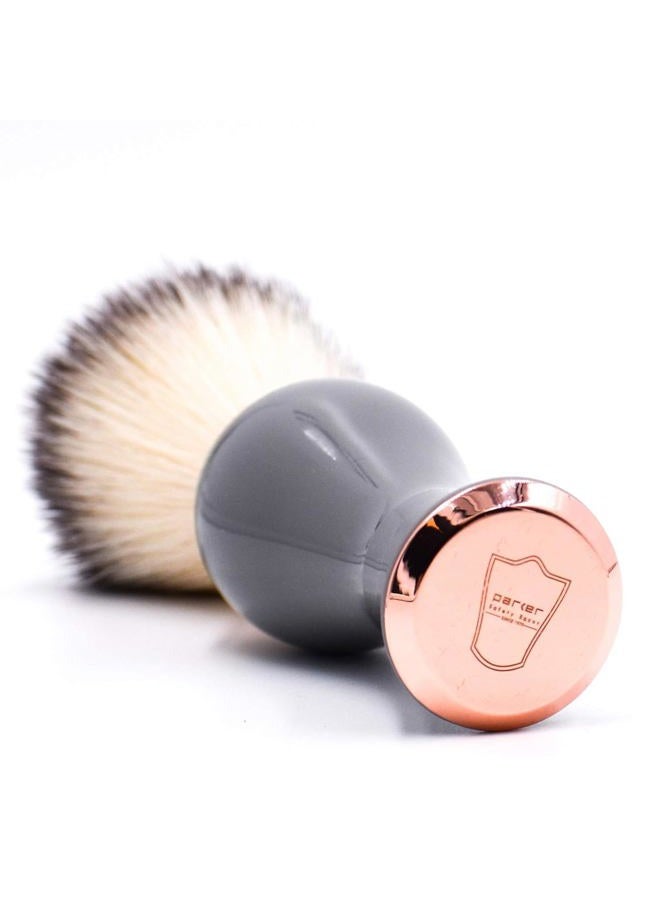 Parker Safety Razor Parker Premium Synthetic Bristle Shaving Brush with Stand - Super Soft Bristles for Sensitive Skin - Deluxe Gray and Rose Gold Handle - Shaving Brush for Men & Women - Image 4