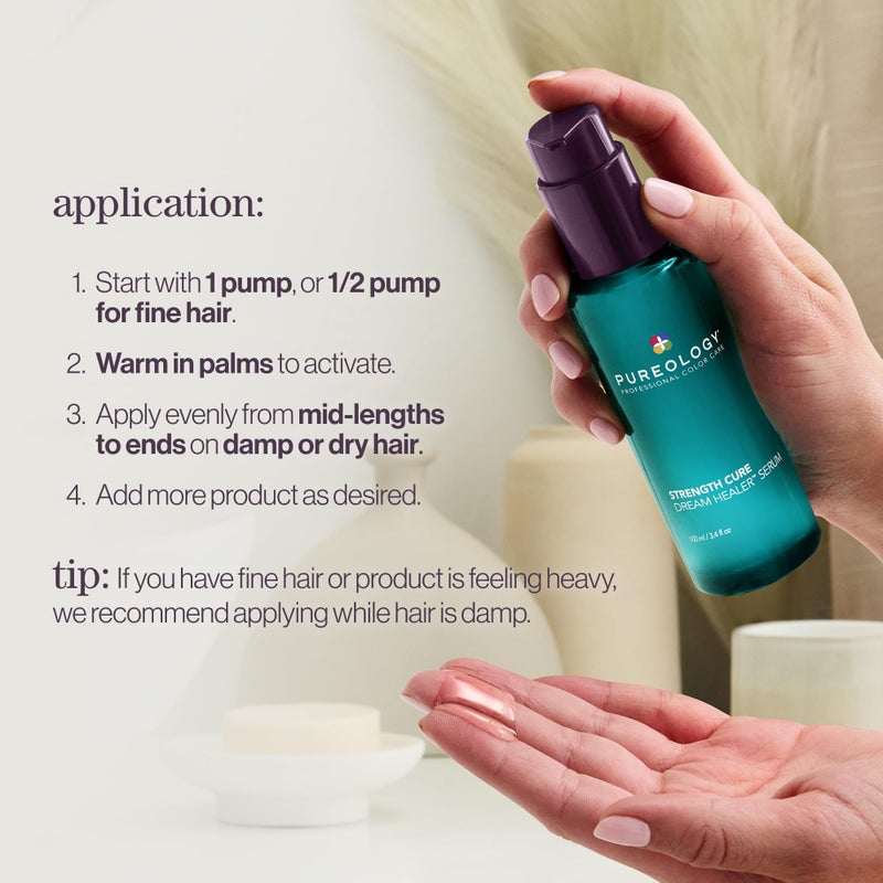 PUREOLOGY سيروم بيوولوجي ستريث كير دريم هيلر - علاج بدون شطف للشعر التالف أو المعالج بالألوان، إصلاح الأطراف المتقصفة، خفيف الوزن وواقٍ من الحرارة، نباتي، 3.4 أونصة سائلة - Image 5