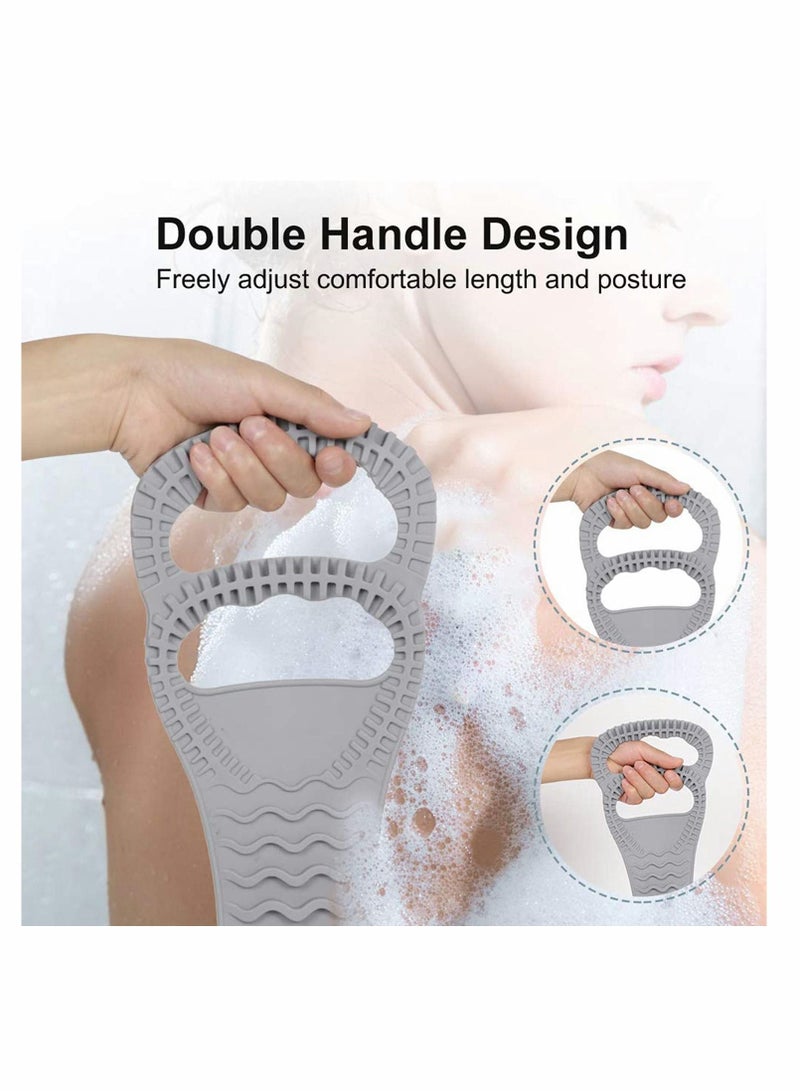 Silicone Back Scrubber for Shower, Exfoliating Strong Rub Mud Gel Bath Towel, 41.5 Inches Long, Deep Clean  Invigorate Skin, Suitable Men and Women (Gray) - Image 3