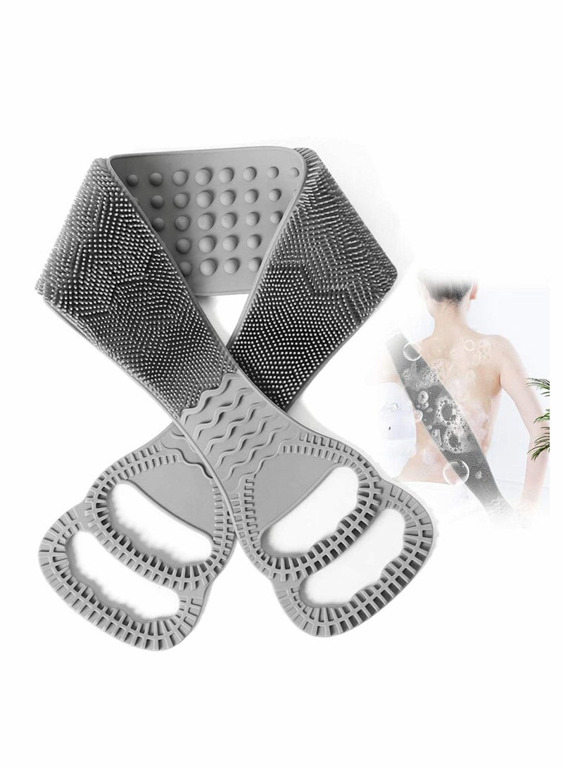 Silicone Back Scrubber for Shower, Exfoliating Strong Rub Mud Gel Bath Towel, 41.5 Inches Long, Deep Clean  Invigorate Skin, Suitable Men and Women (Gray) - Image 1
