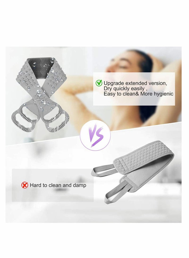 Silicone Back Scrubber for Shower, Exfoliating Strong Rub Mud Gel Bath Towel, 41.5 Inches Long, Deep Clean  Invigorate Skin, Suitable Men and Women (Gray) - Image 5