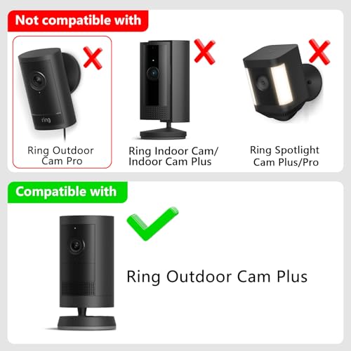 ALERTCAM No Drill Wall Mount for Ring Outdoor Cam Plus, Easy Installation with Strong Adhesive Tape or Screws, Indoor Camera Mount for Ring Camera, 2Pack, Black - Image 2