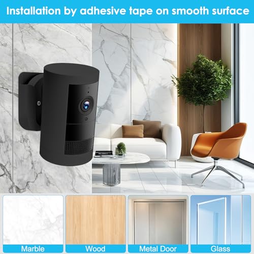 ALERTCAM No Drill Wall Mount for Ring Outdoor Cam Plus, Easy Installation with Strong Adhesive Tape or Screws, Indoor Camera Mount for Ring Camera, 2Pack, Black - Image 5