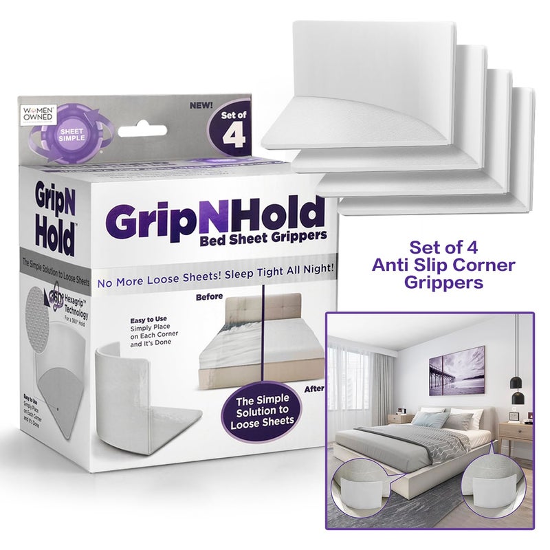 GripNHold Grip N Hold Bed Sheet Holders Discrete Heavy Duty 360 Degree Holders for Corners Non Slip Corner Grippers Keep Sheets Firm  Tight 1 Pack 