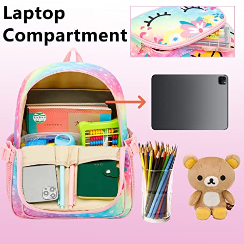 BTOOP Kids Backpack Girls School Backpack Preschool Kindergarten Unicorn Toddler BookBag with Chest Clip (Slanting Rainbow) - Image 5