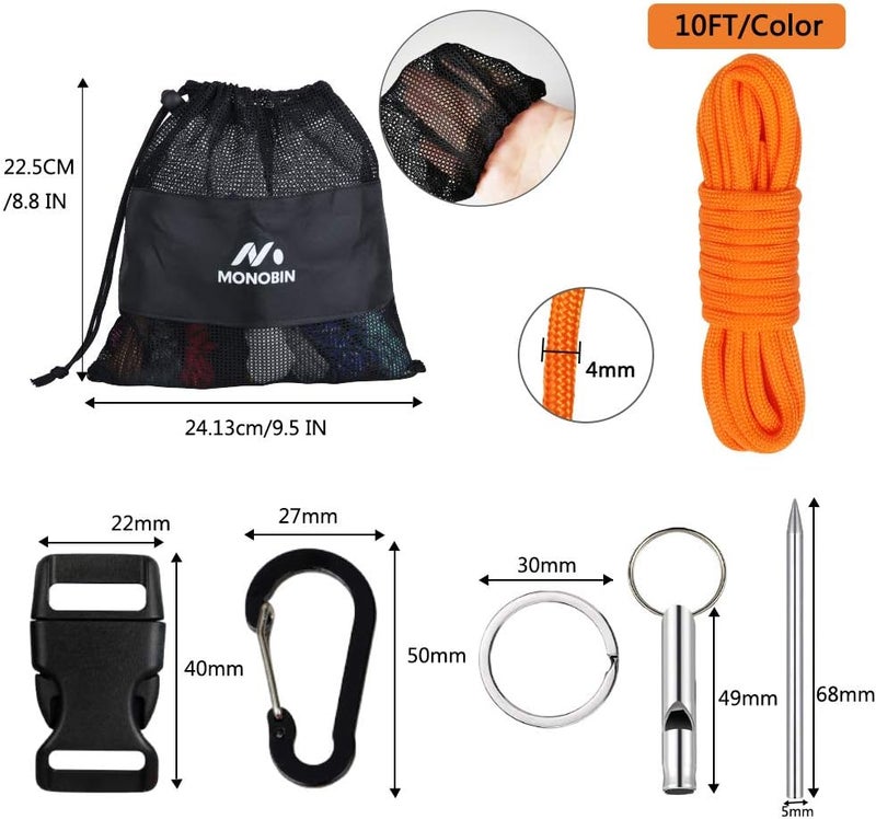 MONOBIN Paracord Combo Kits - 550 Type III Parachute Cord - Bracelet Crafting Kits, Survival Rope Making lanyards,Dog Collar,Bracelet - Image 4