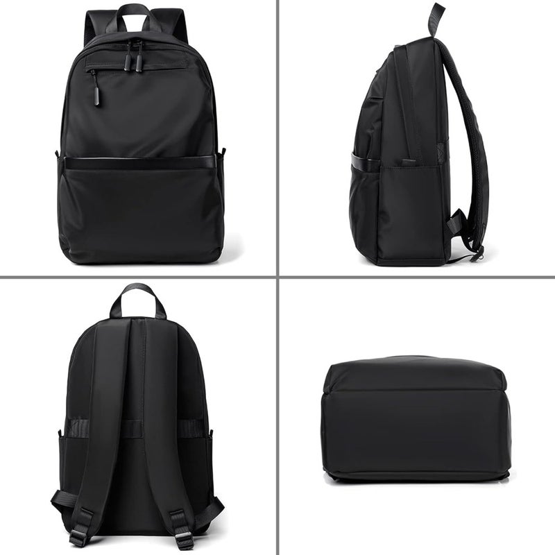 Qiccijoo Laptop Backpack for Men and Women 15.6 Inch Laptop Compartment Travel, Work, College, School Backpack Water-Resistant Polyester Slim Fit, Ergonomic Design, USB Charging Port Black - Image 5