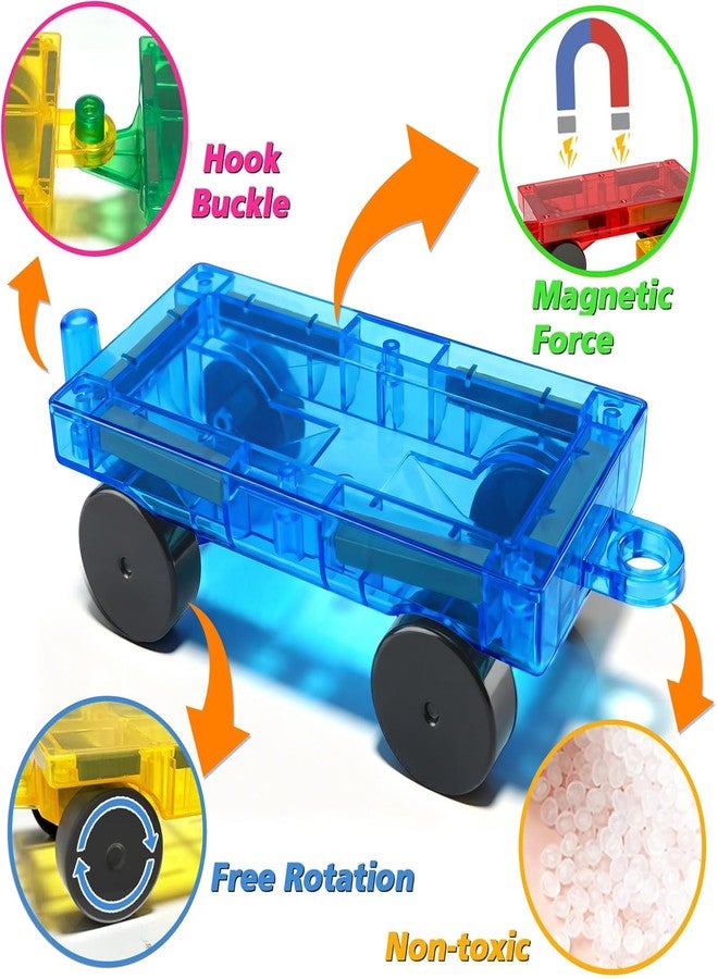 Qltytoy 8PCS Magnetic Tiles Mini Cars Construction Set Compatible with Mini & Major Tiles, Magnet Car Easter Toys for 3+ Year Old Boys Girls Kids,STEM Educational Portable Travel Toys for Airplane,Car Play - Image 5