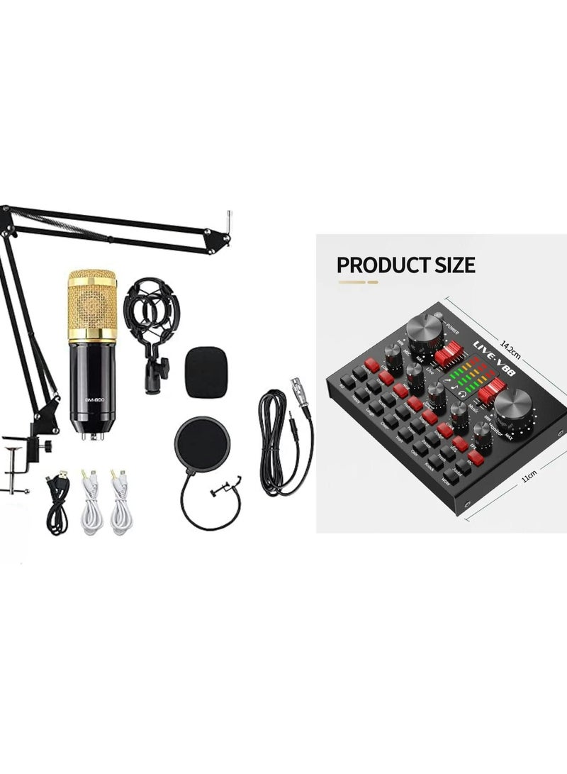 Arabest BM800 Professional Mic Condenser Microphone V88 Sound Card Set for Webcast Live Stream - Image 1