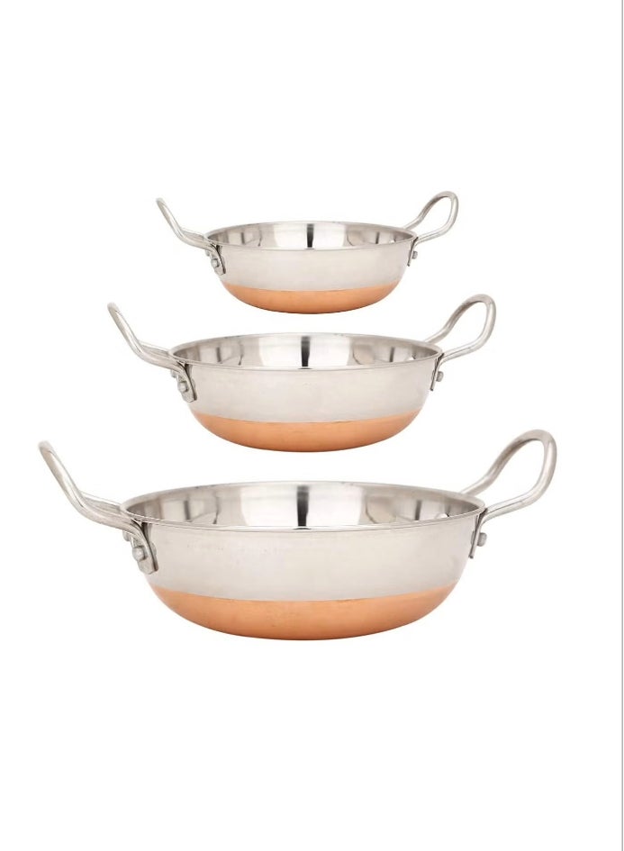 Ayda 3-Pieces Kadai Stainless Steel with Copper Bottom 