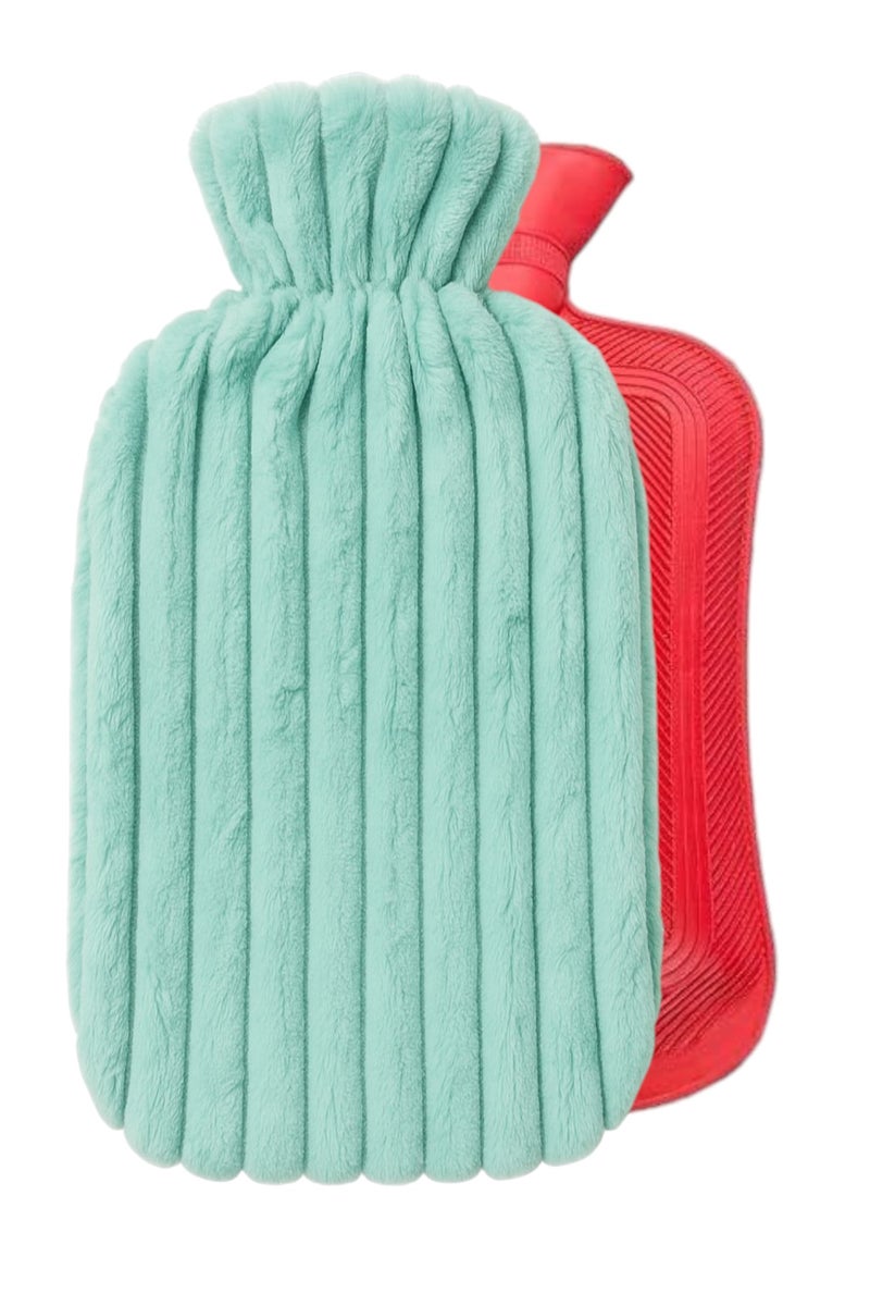 VENDIX VENDIX Hot Water Bag with Strong Fluffy Cover, BPA Free Hot Water Bottle For Muscle Pain And Feet Warmer Menstrual Cramps Hot Compress And Cold Therapy (light Green) - Image 1