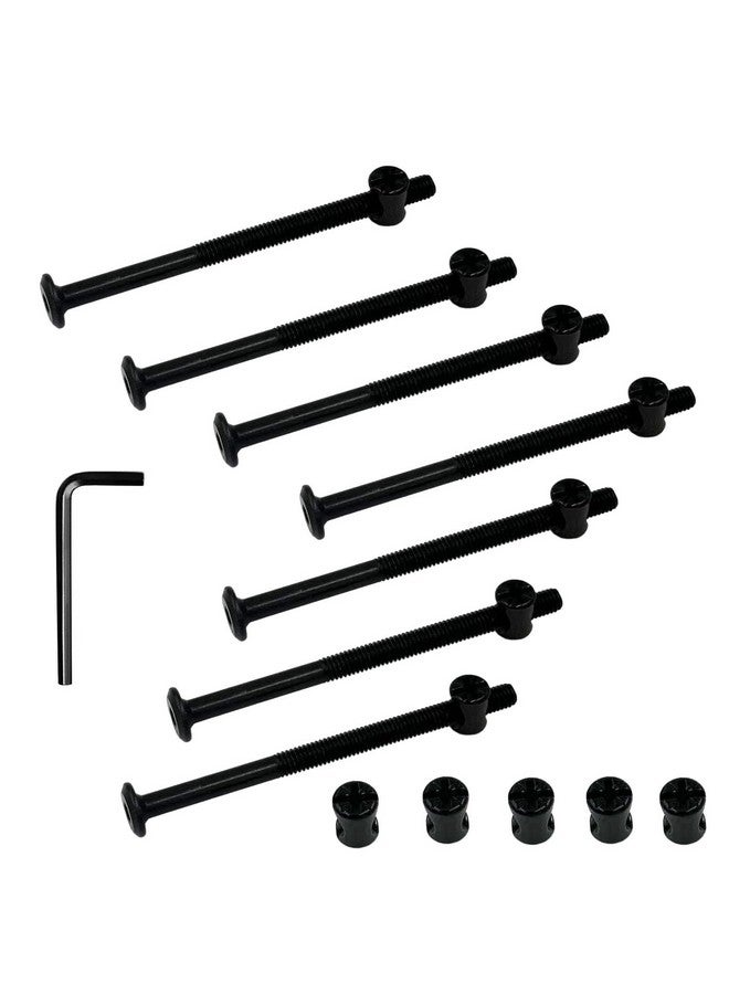 Socell مسامير سرير بطابقين Socell M6x90mm 15 قطعة، مجموعة براغي وصواميل برميل الأثاث مع رأس سداسي للأثاث والأسرة والسرير مع مفتاح (أسود) - Image 1