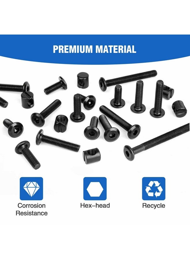 Socell مسامير سرير بطابقين Socell M6x90mm 15 قطعة، مجموعة براغي وصواميل برميل الأثاث مع رأس سداسي للأثاث والأسرة والسرير مع مفتاح (أسود) - Image 3