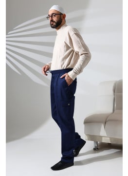 ihvanonline Men's Side Pocket Elastic Waist Hajj and Umrah Cargo Trousers Navy Blue  - Image 5
