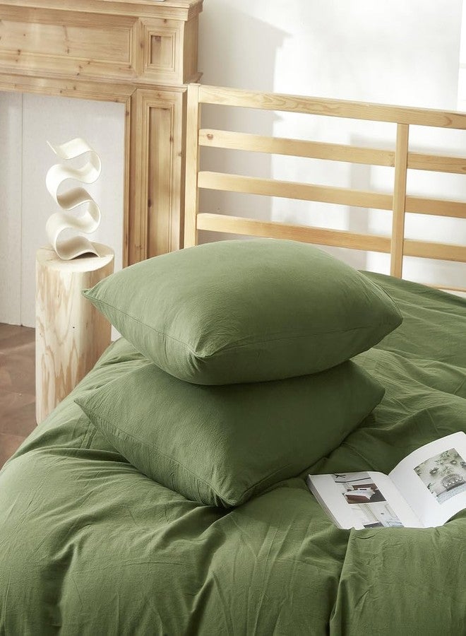 AMWAN Army Green Twin Duvet Cover Natural 100% Cotton Bedding Sets Boy Girl Dark Green Comforter Cover Lightweight Soft Cotton Duvet Cover Simple Style Solid Color Bedding Comforter Cover with Zipper - Image 5